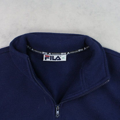 RARE Vintage 1990s Fila 1/4 Zip Fleece Navy - (M)