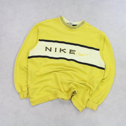 RARE Vintage 1990s Nike Spell Out Sweatshirt Yellow  - (M)