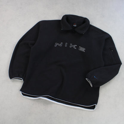 SUPER RARE Vintage 1990s Nike 1/4 Fleece Black - (XL)