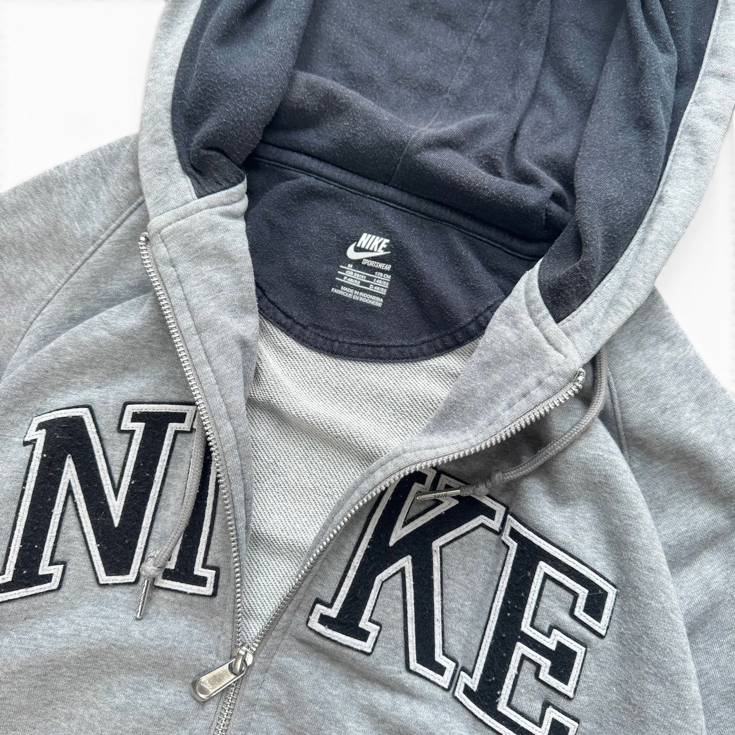 SUPER RARE 2000s Nike Zip Up Hoodie Grey - (M)