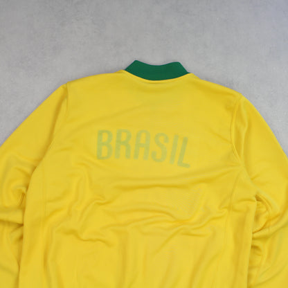 SUPER RARE Vintage NIKE Brasil Zip Up Jacket Yellow - (M)