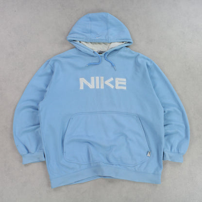 VERY RARE 00s Nike Spell Out Hoodie Blue - (XL)