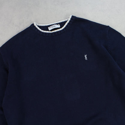 RARE 00s YSL Heavy Knit Jumper Navy - (L)