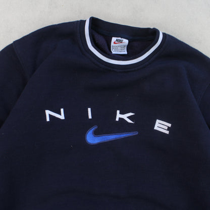 SUPER RARE 90s Nike Sweatshirt Navy - (S)