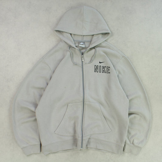 SUPER RARE 2000s Nike Zip Hoodie Grey - (L)