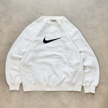 RARE 2000s Nike Swoosh Sweatshirt White - (L)