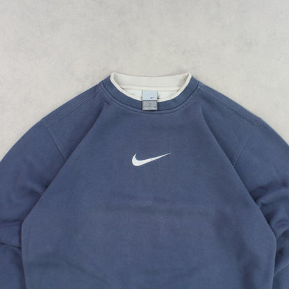 RARE 00s Nike Heavyweight Sweatshirt Blue - (M)