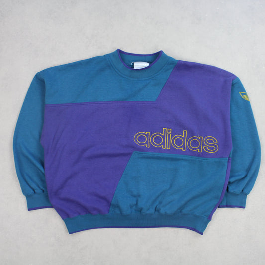 RARE Vintage 1990s Adidas Block Sweatshirt Blue - (M)