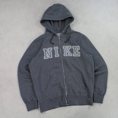 RARE 00s Nike Zip Up Hoodie Grey - (M)