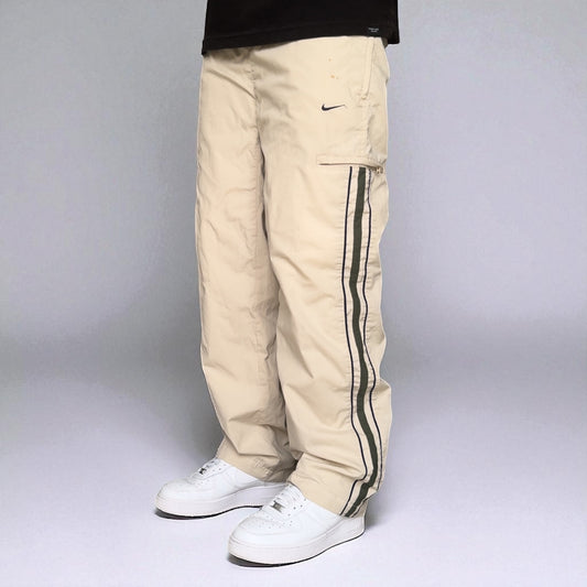 SUPER RARE 2000s Nike Trackpants Cream - (L)