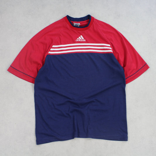 RARE 1990s Vintage Adidas T-Shirt Navy - (S)