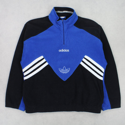 SUPER RARE Vintage 1990s Adidas 1/4 Zip Fleece Blue - (M)
