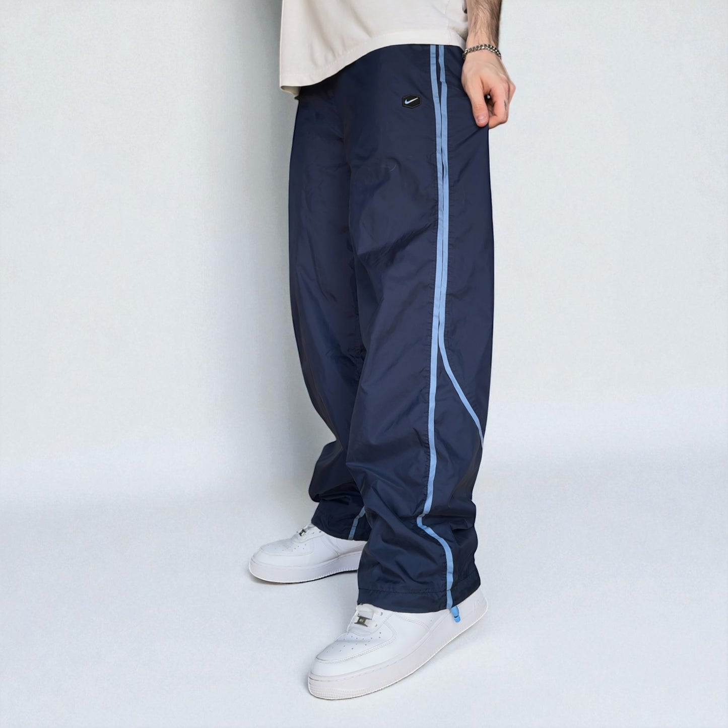 RARE 2000s Nike Hex Trackpants Navy - (M)