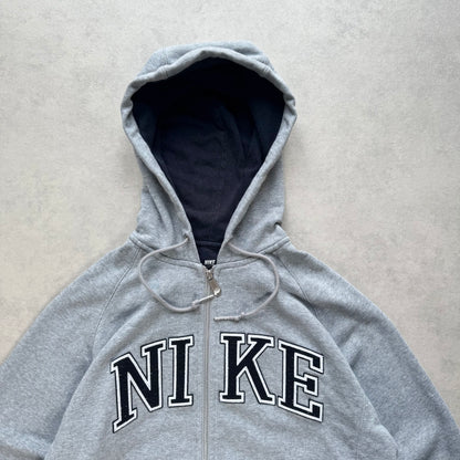 SUPER RARE 2000s Nike Zip Up Hoodie Grey - (M)