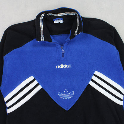 SUPER RARE Vintage 1990s Adidas 1/4 Zip Fleece Blue - (M)