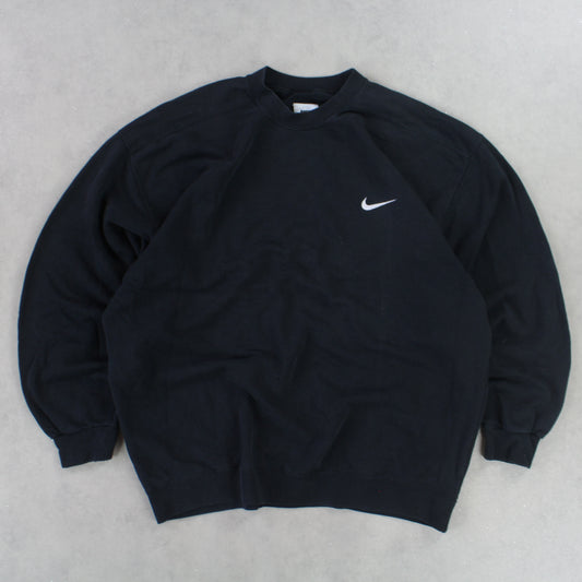 RARE 90s Nike Swoosh Sweatshirt Black - (XL)