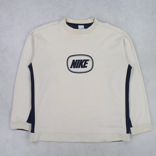 SUPER RARE Vintage 00s Nike Swoosh Sweatshirt Cream - (L)