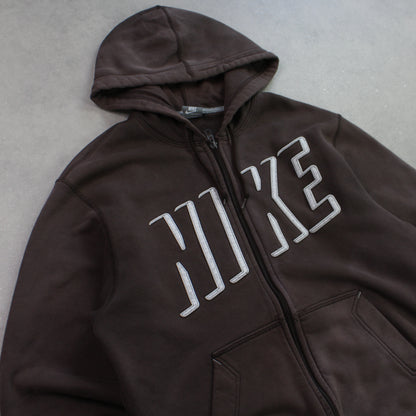 VERY RARE 00s Nike Zip Up Hoodie Brown - (M)