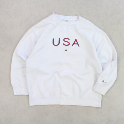 RARE 00s Nike USA Sweatshirt White - (S)