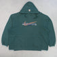 SUPER RARE Vintage 1990s Nike Swoosh Hoodie Green - (XL)