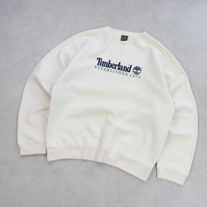 RARE Vintage 1990s Timberland Spell Out Sweatshirt Cream - (L)