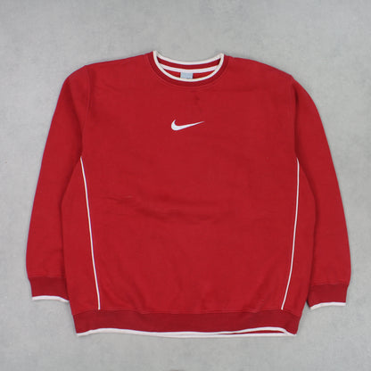 RARE 00s Nike Swoosh Sweatshirt Red - (XL)