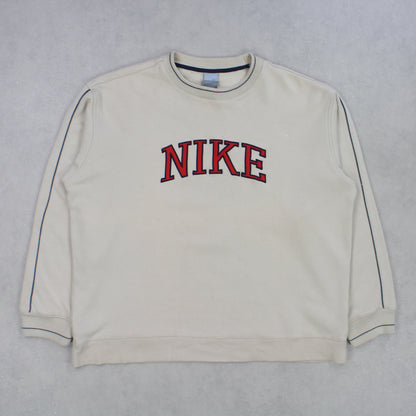 RARE Vintage 00s Nike Spell Out Sweatshirt Cream - (XL)