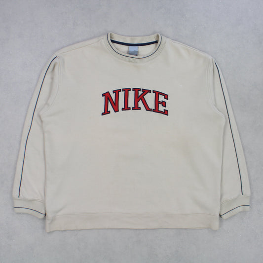 RARE Vintage 00s Nike Spell Out Sweatshirt Cream - (XL)
