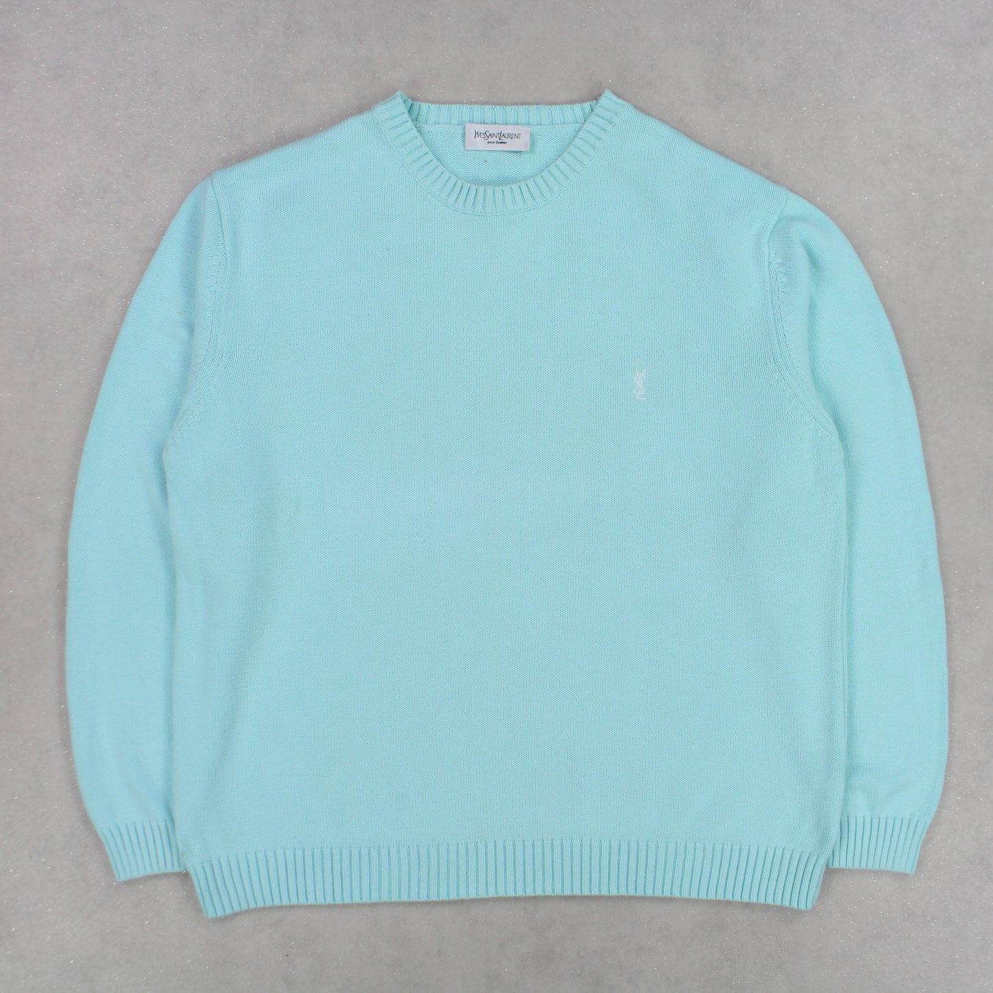 RARE Vintage YSL Heavy Knit Jumper Blue - (L)