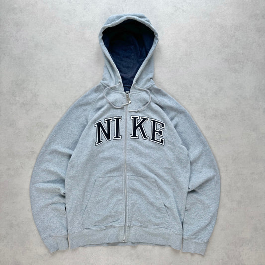 SUPER RARE 2000s Nike Zip Up Hoodie Grey - (M)