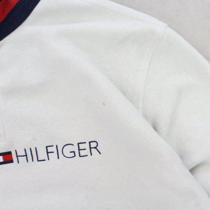 RARE 1990s Tommy Hilfiger 1/4 Zip Fleece Cream - (XL)