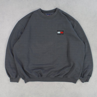 SUPER RARE Vintage 1990s Tommy Hilfiger Sweatshirt Grey - (L)