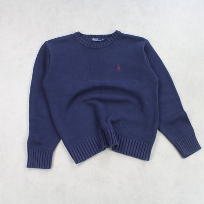 Vintage Ralph Lauren Knitted Jumper Navy - (XS)