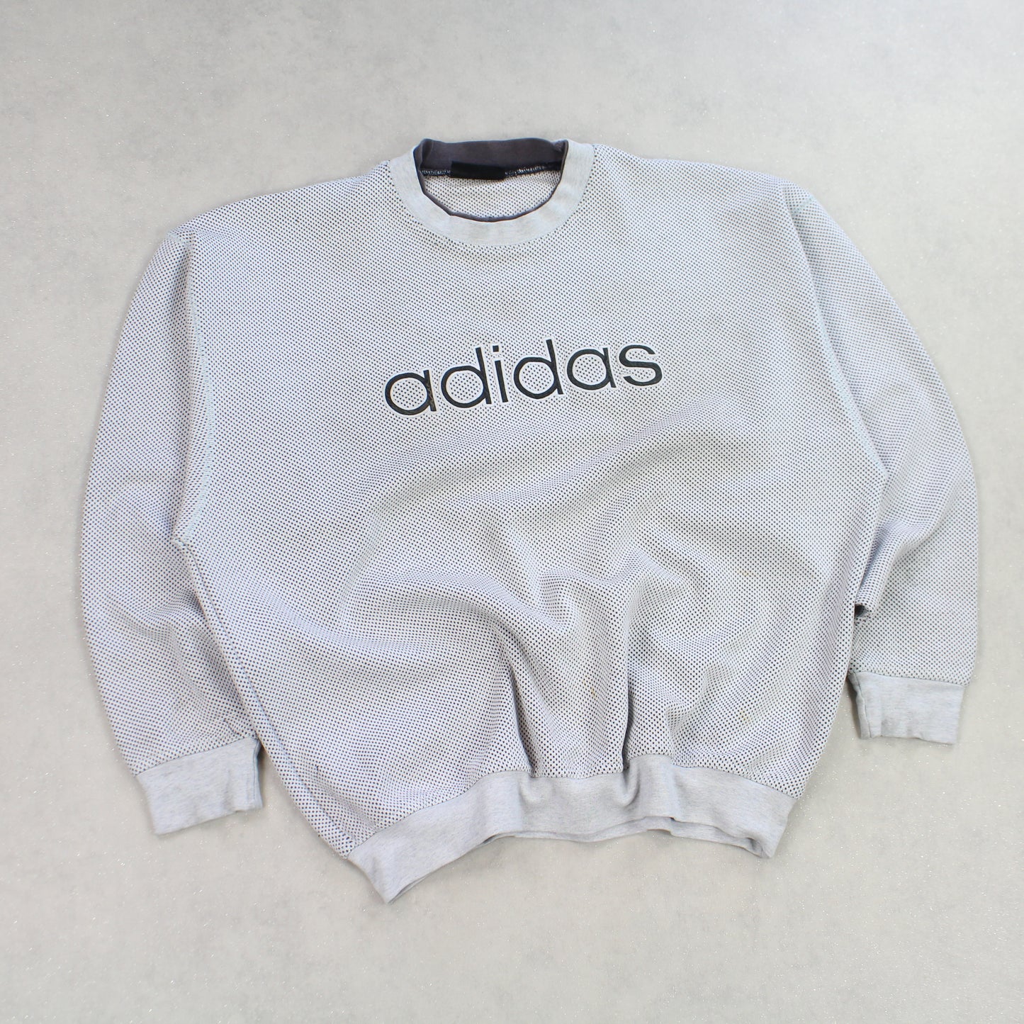 RARE 1990s Adidas Spell Out Sweatshirt Grey - (M)