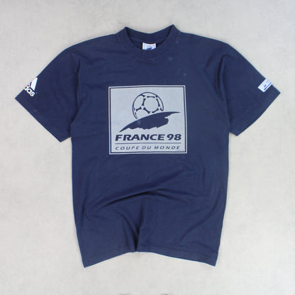 SUPER RARE 1998 Adidas France World Cup T-Shirt Navy - (L)