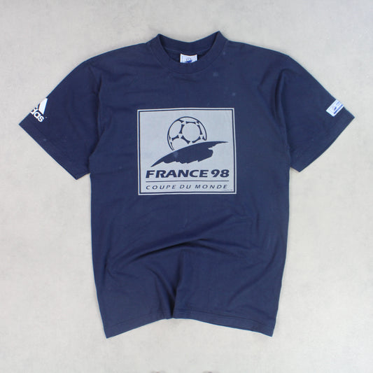 SUPER RARE 1998 Adidas France World Cup T-Shirt Navy - (L)