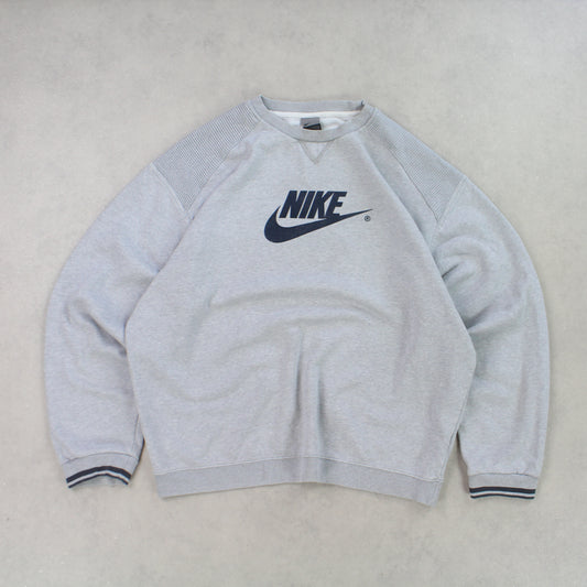 RARE 2000s Heavyweight Nike Sweatshirt Grey - (XL)
