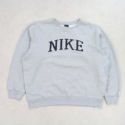 RARE Vintage 00s Nike Spell Out Sweatshirt Grey - (L)