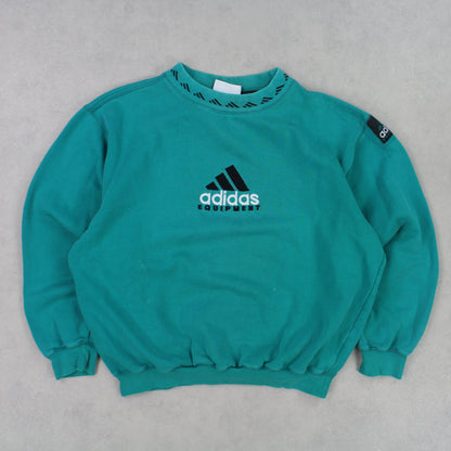 RARE Vintage 1990s Adidas EQT Sweatshirt Green - (XS)