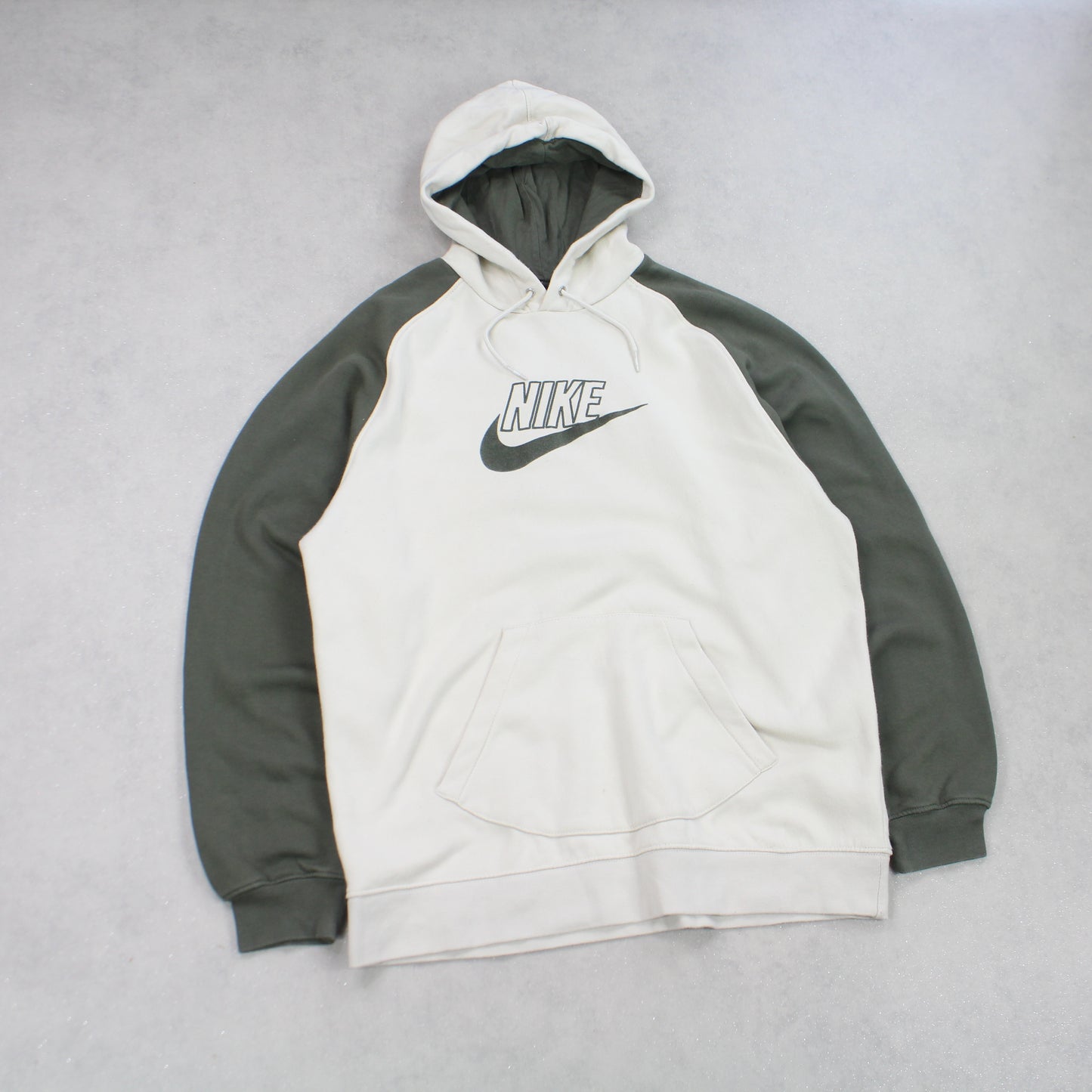 RARE Vintage 00s Nike Spell Out Hoodie Cream - (L)