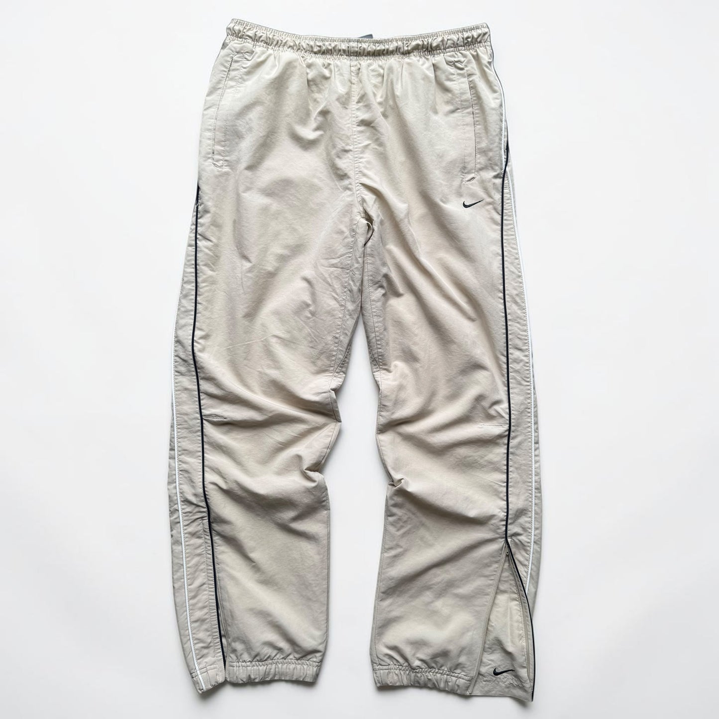 SUPER RARE 2000s Nike Trackpants Cream *PREMIUM* - (L)