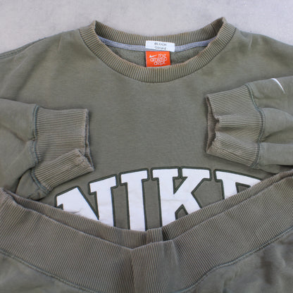 RARE 00s Nike Spell Out Sweatshirt Green - (L)