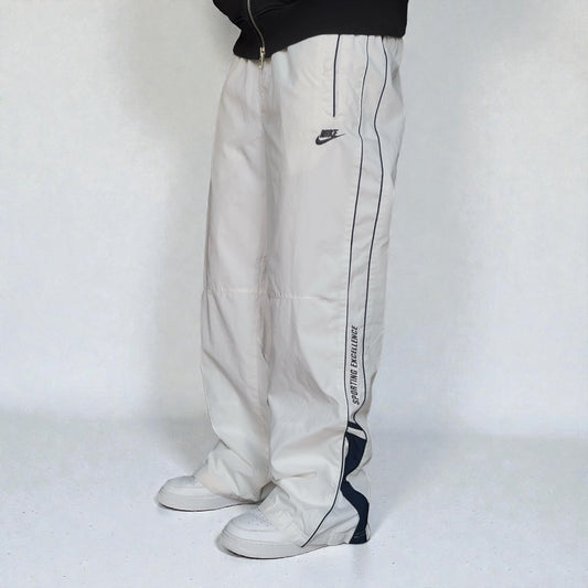 SUPER RARE 2000s Baggy Nike Trackpants White - (L)