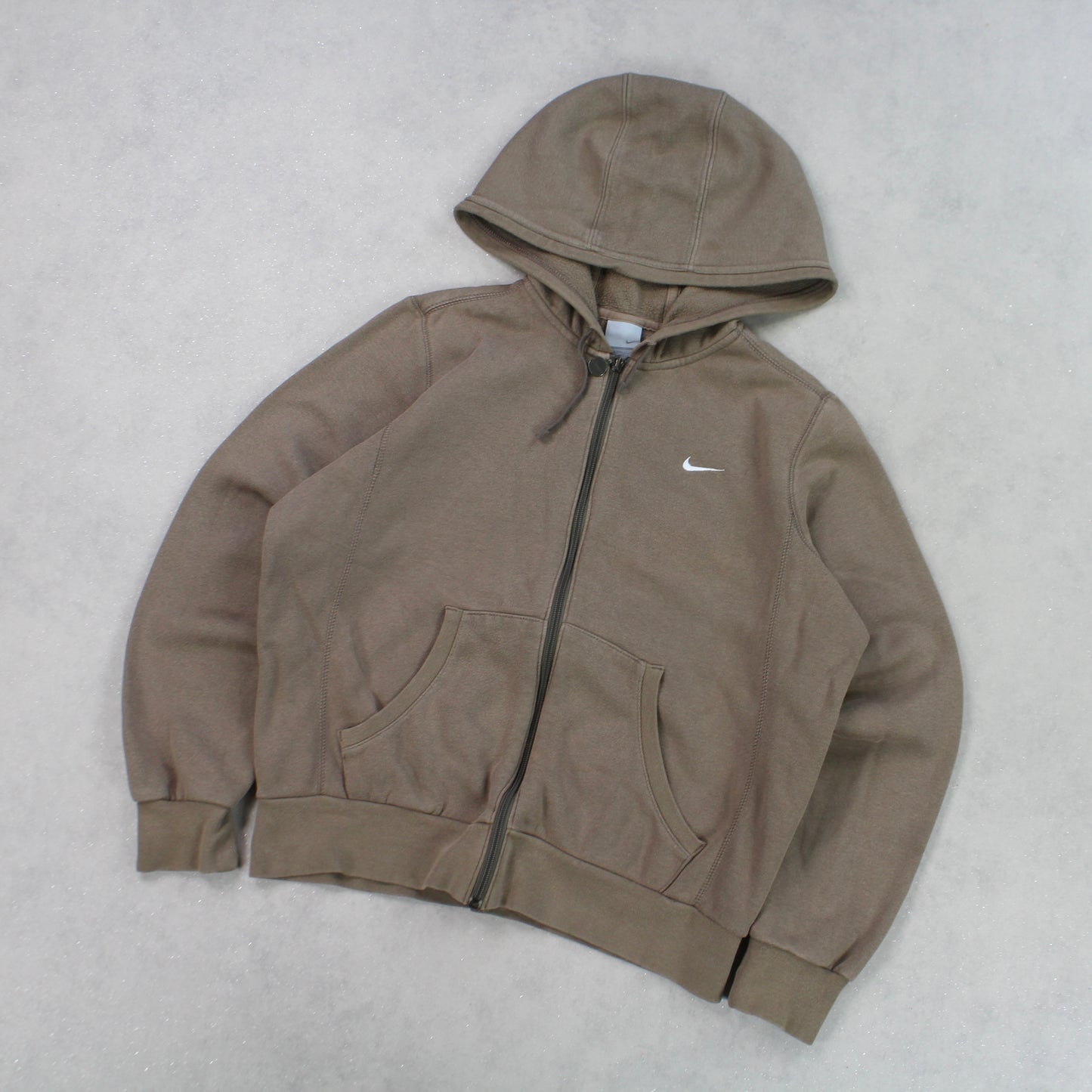 RARE 00s Nike Zip Up Hoodie Brown - (S)