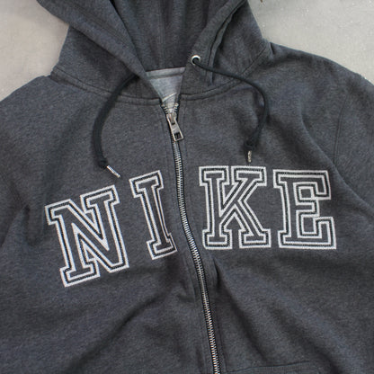 RARE 00s Nike Zip Up Hoodie Grey - (M)