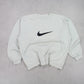 RARE 1990s Nike Swoosh Sweatshirt Cream - (L)