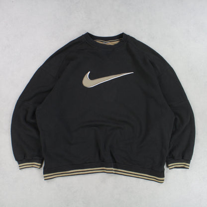 SUPER RARE 90s Nike Heavyweight Sweatshirt Black - (XL)