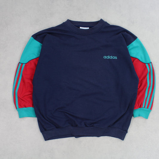 Vintage 1990s Adidas Sweatshirt Navy - (S)