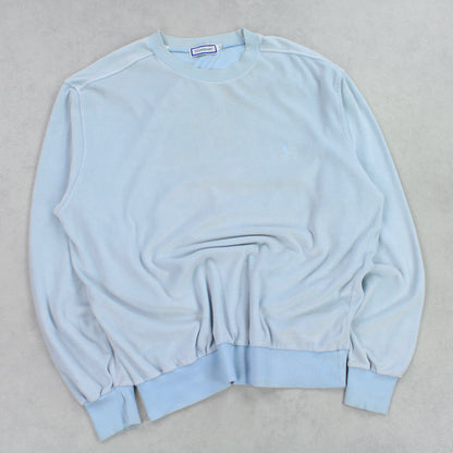 SUPER RARE Vintage YSL Velour Sweatshirt Blue - (L)