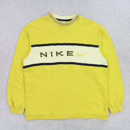 RARE Vintage 1990s Nike Spell Out Sweatshirt Yellow  - (M)